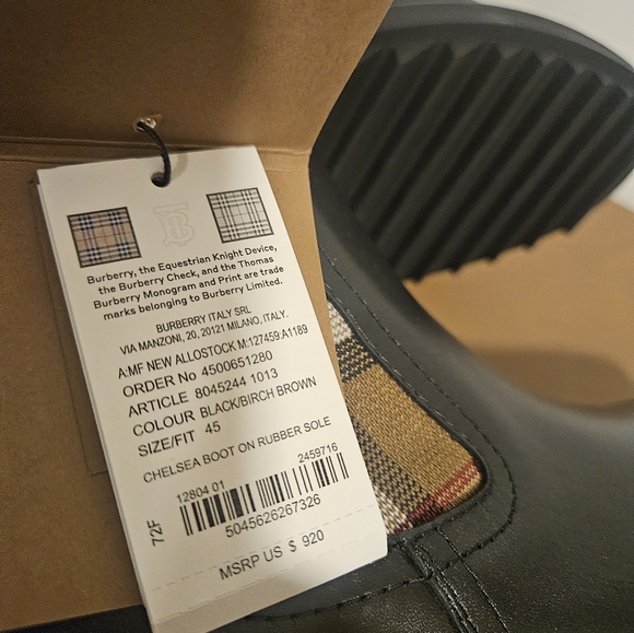 Burberry Men's Allostock Leather Chelsea Boots Black/Birch Eu 45 - Picture 7 of 8